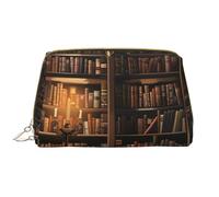 Book Room Trousse de maquillage imprimée bibliothèque mystérieuse pour femme - Trousse de maquillage portable en cuir avec fermeture éclair, blanc, Taille unique, Trousse de maquillage