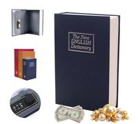 Book Shaped Security Lock Box, Book Safe Combination Lock, Money Hidden Home Cash Stash Storage Hide Saving Diversion, Multipurpose Dictionary Secret Storage for Valuables (Blue,M)
