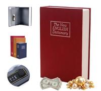 Book Shaped Security Lock Box, Book Safe Combination Lock, Money Hidden Home Cash Stash Storage Hide Saving Diversion, Multipurpose Dictionary Secret Storage for Valuables (Red,M)