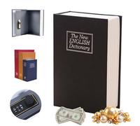 Book Shaped Security Lock Box, Book Safe Combination Lock, Money Hidden Home Cash Stash Storage Hide Saving Diversion, Multipurpose Dictionary Secret Storage for Valuables (Black,S)