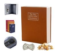 Book Shaped Security Lock Box, Book Safe Combination Lock, Money Hidden Home Cash Stash Storage Hide Saving Diversion, Multipurpose Dictionary Secret Storage for Valuables (Yellow,L)