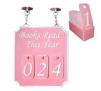Book Shelf Decor, Bookish Books Read Counter Ornament, Adorable Bookshelf Display Piece, Perfect Tracking Reads Up to 999 for Library, Study, Home Use, 4.25x5 inches, Brown, Pink
