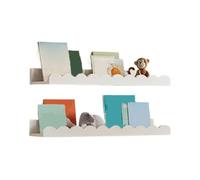 Book Shelve - Wood, 15.75in Scalloped Wall Storage Decor Floating Design | Stylish Photo & Books Organizer, Floating Book Shelves For Nurseries, Playrooms, Bathrooms, Home Decor, Kids’ Rooms