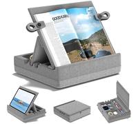 Book Stand With Storage, Multi-Angle Book Holder, Tablet Cushion For Knees, Bed And Sofa, Foldable Tablet Stand With Organization For Ipad, Phone, Reader