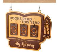 Book Tracker Sign, Wooden Hangable Bookshelf Decoration, Books Read Tracker, Annual Reading Record Board, Wooden Reading Counter For Wall Corner Study Workplace Home Living Room Library Nook