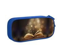 Book Under The Light Trousse à crayons double couche de grande capacité personnalisable en tissu polyester pour école, bureau, voyage, bleu, Taille unique