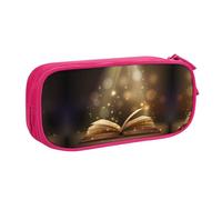 Book Under The Light Trousse à crayons double couche de grande capacité personnalisable en tissu polyester pour école, bureau, voyage, rose, Taille unique