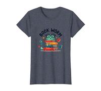 Book Worm Cute Reading Lover Bookworm Literary T-Shirt, Femme, Bleu Chiné, L