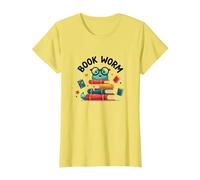 Book Worm Cute Reading Lover Bookworm Literary T-Shirt, Femme, Citron, XL