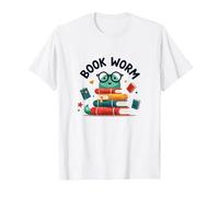 Book Worm Cute Reading Lover Bookworm Literary T-Shirt, Homme, Blanc, M