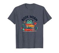 Book Worm Cute Reading Lover Bookworm Literary T-Shirt, Homme, Bleu Chiné, M