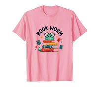 Book Worm Cute Reading Lover Bookworm Literary T-Shirt, Homme, Rose, XXL