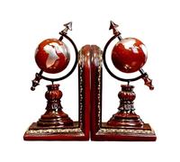 Bookends for Shelves, 1 Pair Globe Book Ends Desks Ornaments, House Decorative Book Stand Back, Antique Resin Crafts Gifts for Home Office Study Cabinets(Red)