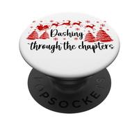 Bookish Christmas Books Lover Santa Reading One More Chapter PopSockets PopGrip Adhésif