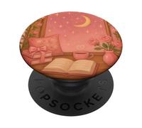 Bookish Coquette Fenêtre Scène Lune Esthétique PopSockets PopGrip Adhésif
