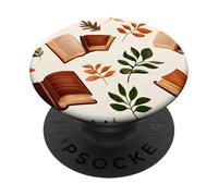 Bookish Fall Leaves Book Coffee Brown Books Lovers Reading PopSockets PopGrip Adhésif