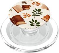Bookish Fall Leaves Book Coffee Brown Books Lovers Reading PopSockets PopGrip pour MagSafe