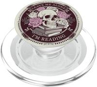 Bookish Leave Me Alone I'm Reading Book Lover Floral Skull PopSockets PopGrip pour MagSafe