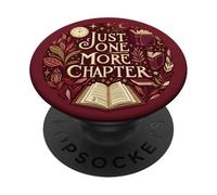 Bookish Reading Book Lover Dark Red Just One More Chapter PopSockets PopGrip Adhésif