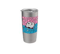 Bookish Retro Reader Adoring The Spoiler Graphic Gobelet isotherme en acier inoxydable double paroi