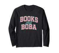 Books and Boba Design Cozy Reading Aesthetic Book Lover Boba Manche Longue