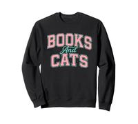 Books and Cat Design Cozy Reading Aesthetic Book Lover Cat Sweatshirt