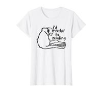 Books and Cats Vintage Retro I'd Rather Be Reading Chat T-Shirt Graphique avec Valeur