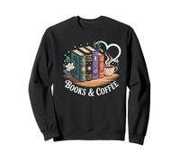 Books and Coffee Book Lover Bookish Green Book Theme Reading Sweatshirt