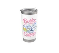 Books And Coffee Reading Lover Bookish Cafe Aesthetic Gobelet isotherme en acier inoxydable double paroi