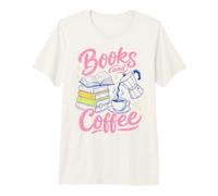 Books and Coffee Reading Lover Bookish Cafe Aesthetic T-Shirt Haut de Gamme