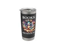 Books are Magical Dragon Book Lover Read Books Happy Dragons Gobelet isotherme en acier inoxydable double paroi
