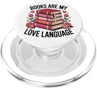 Books are My Love Language Book Reader Flower Bookish White PopSockets PopGrip pour MagSafe