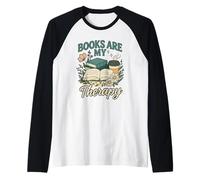 Books are My Therapy Cozy Book Lover Reading & Coffee Manche Raglan