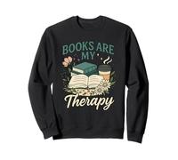 Books are My Therapy Cozy Book Lover Reading & Coffee Sweatshirt