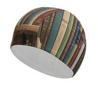 Books on The Bookshelf Bonnet de bain confortable pour réduire la traînée et protéger les cheveux - Durable et souple - Élastique - Garde la coiffure inchangée pour homme et femme