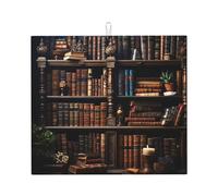 Books on the Bookshelf Tapis de séchage à vaisselle pour comptoir de cuisine 45,7 x 40,6 cm super absorbant en microfibre antidérapant Tapis égouttoir à vaisselle extra large Tapis de séchage de