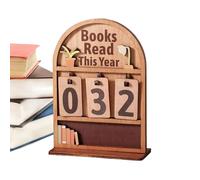 Books Read Counter - Vintage Tracker for Shelf Desk Office | Wooden Material with Decorative Display, Reading Recorder Sign, Study, Living Room, Bookshelf and Decor Gift