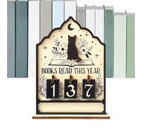 Books Read This Year - Cat Theme Decorative Desk Ornament,Up to 999 Books Read This Year Sign - for Christmas Bathroom Readers Recipe Bookish