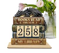 Books Read This Year Counter - Novel Tracker, 1 Count Literary Tally For Library Decoration, Timber Scroll Indicator With Numbered Dials, Reading Record, Wooden Page Log For Study, Office And Den