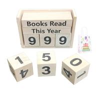 Books Read This Year Counter - Panneau de suivi de livres avec cubes numérotés, cadeau de défi de lecture pour les vers de bibliothèque, les enseignants, bibliothèque et décoration de bureau (jusqu'à