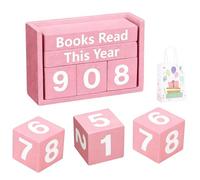 Books Read This Year Counter - Panneau de suivi de livres avec cubes numérotés, cadeau de défi de lecture pour les vers de bibliothèque, les enseignants, bibliothèque et décoration de bureau (jusqu'à