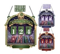 Books Read This Year Sign - Wooden Tabletop Decoration | 30 Number Plate Display 15x12cm, Home Bedroom Study Workplace Library Shelf Nook Corner Accessory For Book Lovers