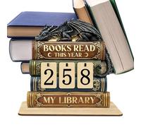 Books Read This Year Tracker - Flat Wooden Bookworm Ornament, Yearly Reading Goal Counter For Librarians & Teachers, Personal Library Milestone Gift For Book Lovers
