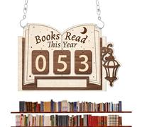 Books Read This Year - Wooden Library Counter Decor, 7.87x5.91x0.12 inches Reading Progress Display with Hanging Design, Book Read Tracker Board, Display Sign, Goal Tracker for Students Teachers Home