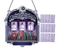 Books Read This Year - Wooden Tabletop Decoration for Home Library | Number Plate Sign with 30 Count Tracker for Bedroom Study Workspaces Shelf Nook Corner Table Display