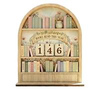 Books Read This Year Wooden Tabletop Decoration, Single-Layer Wooden Sign in Pink, Orange, or Brown, Perfect for Home, Bedroom, Study, Library Shelf