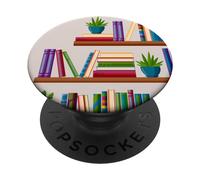 Bookshelf Book Lover Librarian Reading Decor PopSockets PopGrip Adhésif