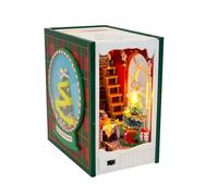 Bookshelf Insert, 3D Wooden Miniature Booknook Doll House with Built-in Light Long Tail, Creative Booknook Decoration Main Feature, Shelf Decor Category Usage for Bookshelves Study Office Living