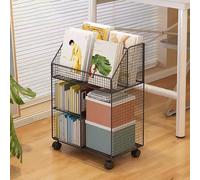 Bookshelf Mobile for Living Room Narrow Rolling Storage Unit Large Capacity Bookcase White Shelf for Bedroom & Living Room Organization