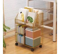 Bookshelf Mobile for Living Room Narrow Rolling Storage Unit Large Capacity Library Furniture White Bookcase for Living Room & BedroomSpaceSaving Design